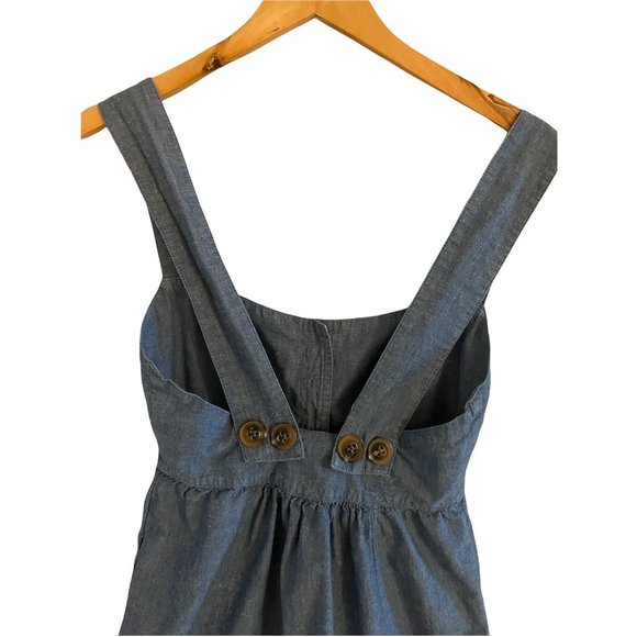 Free People Blue Chambray Carolina Button Front Mini Dress/Jumper Size 2 - Picture 5 of 7